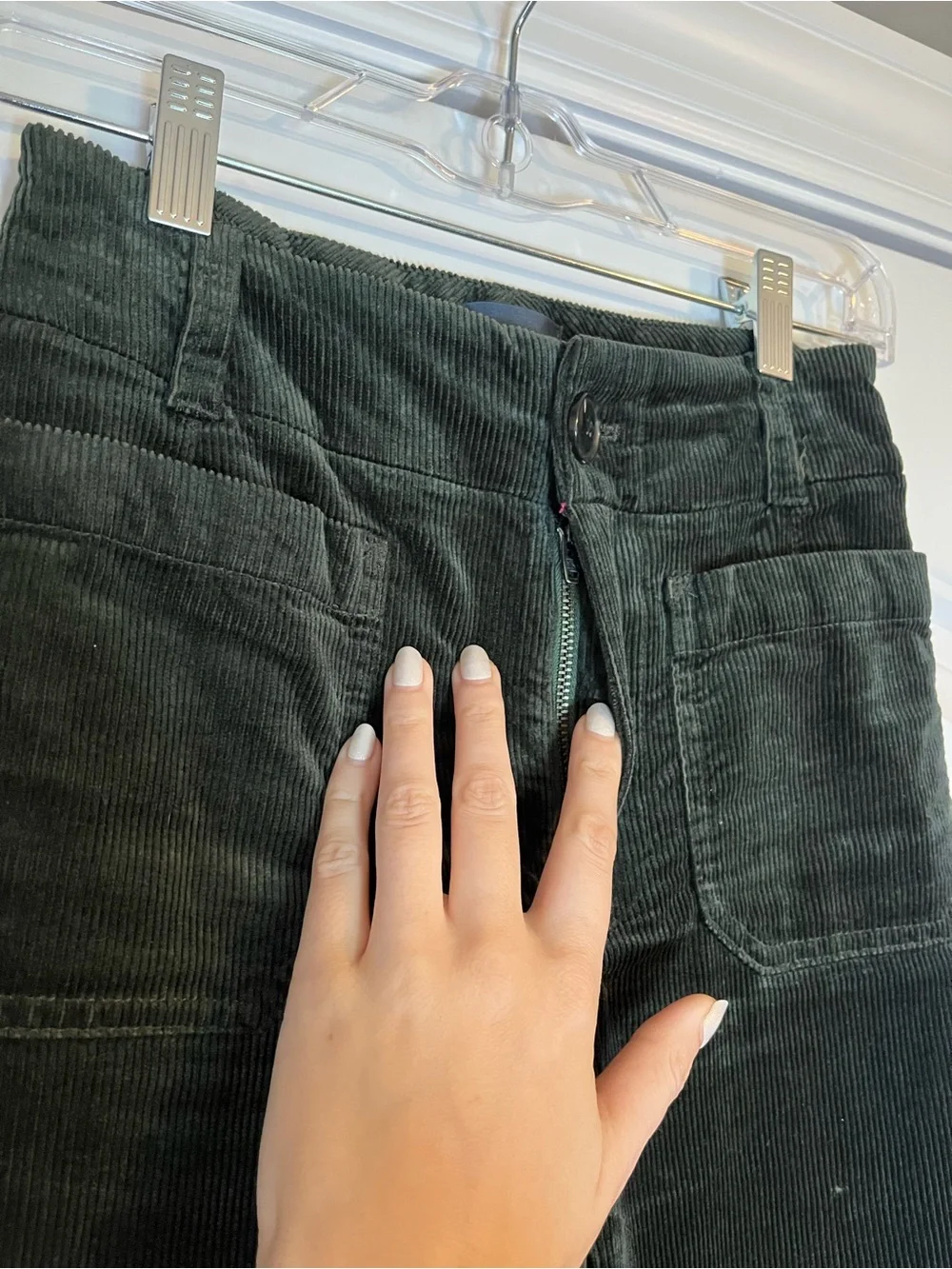 Maeve Anthropologie The Colette Corduroy Wide Leg Pants Dark Green Size 23 Fall